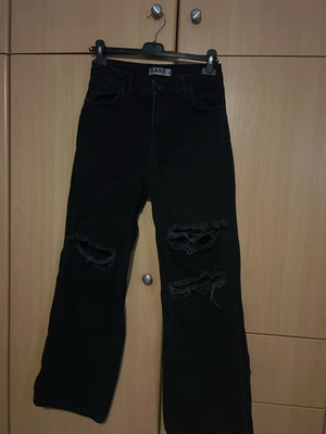 High-Waisted Black Jeans New with Rips