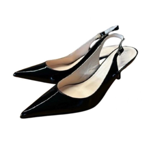 Luca Valentini Slingback shoes new, size 38, black patent leather