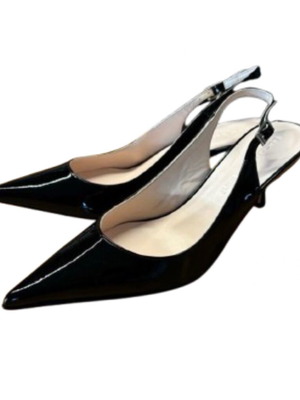 Luca Valentini Slingback shoes new, size 38, black patent leather