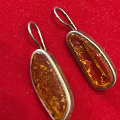 Silver 925 jewelry set with amber, used, ring size 58