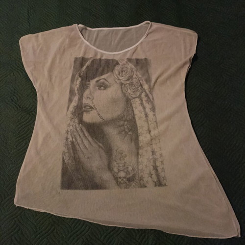 Blouse with print like new, beige, size L