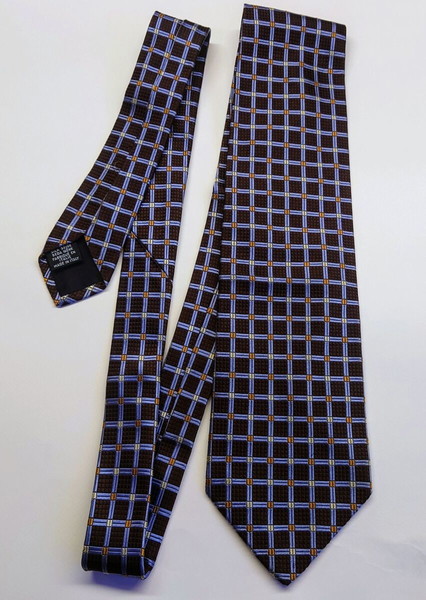 Hugo Boss Silk Tie – Brown & Blue Plaid