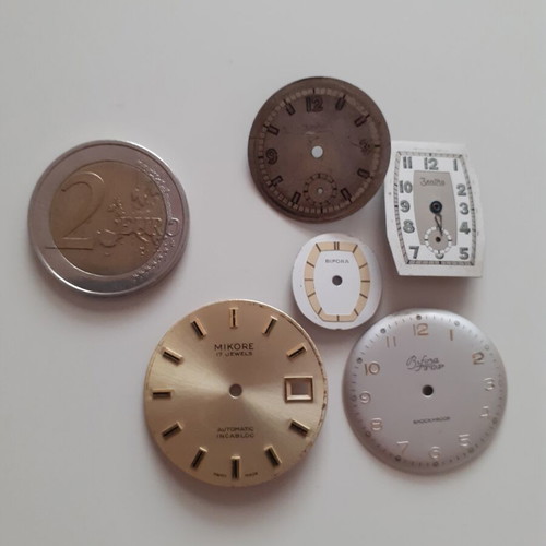 Vintage watch dials lot (5 pcs) Zentra, Mikore, Bifora