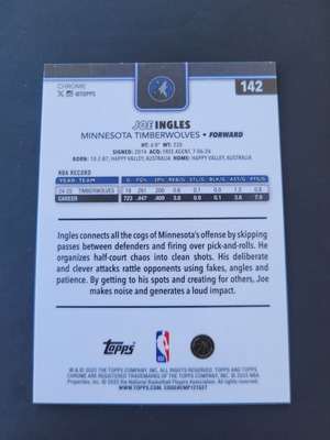 2025-26 Topps Chrome Basketball Joe Ingles #142 Negative Refractor card like new