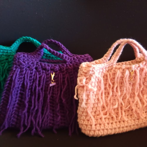 Handmade handbag new, pink and purple