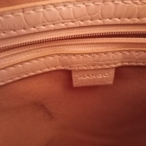 Mango handbag used with shoulder strap and gift pouch white beige