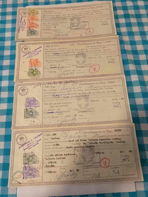 Συλλεκτικές συναλλαγματικές 1970-72 σαν καινούργιες, συμπληρωμένες και πληρωμένες