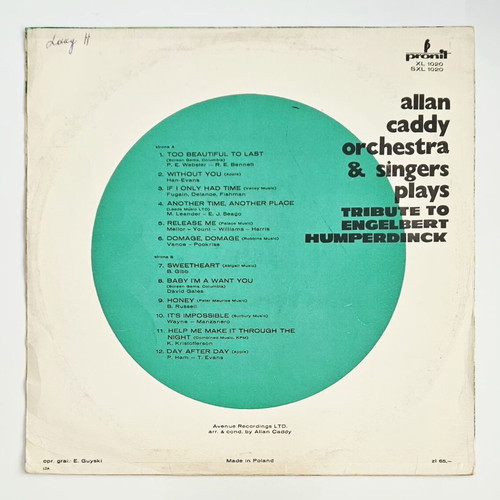 Allan Caddy Orchestra & Singers Tribute to Engelbert Humperdinck vinyl used