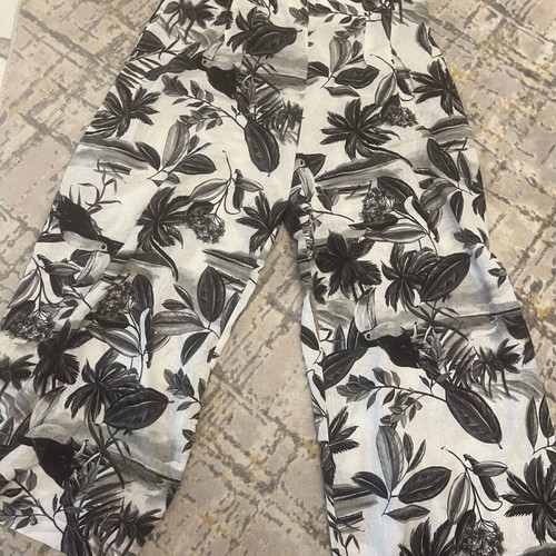 Mango women's summer pants with wide legs and Hawaiian print XL like new