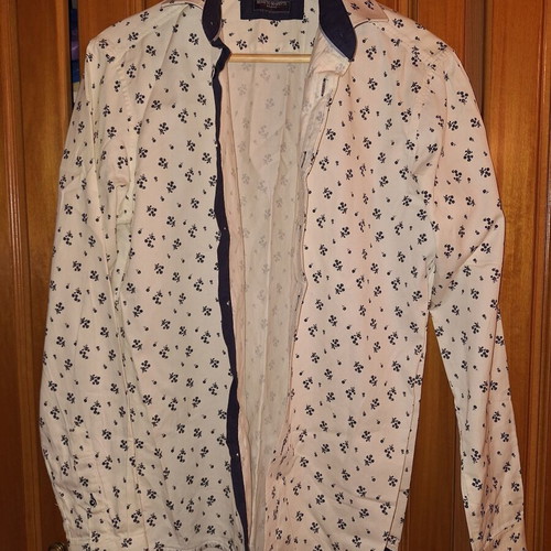 Beneto Maretti dress shirt, white and blue, size L
