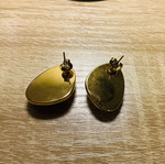 Vintage style earrings with deep red and gold trim