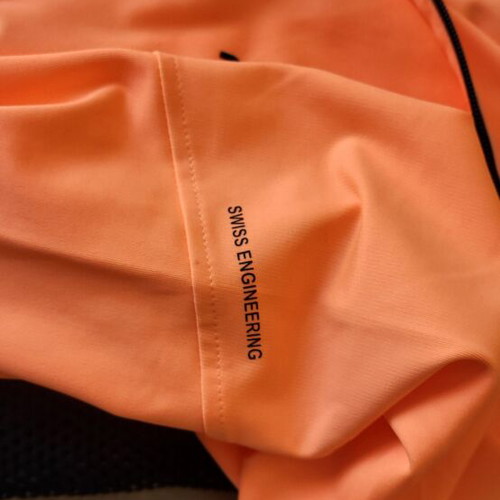 Women's tracksuit set top and leggings, cotton and lycra, size S 38, black and orange