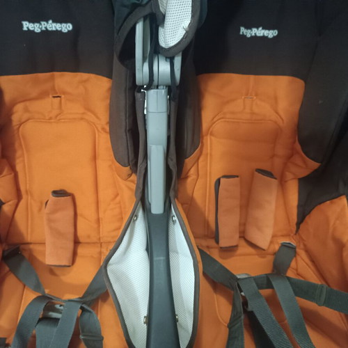 Peg Perego Aria twin stroller used, orange color