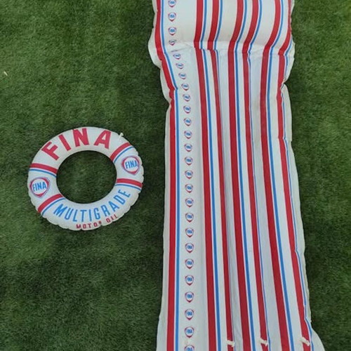 Inflatable mattress and lifebuoy FINA Motor Oil like new, 1960s