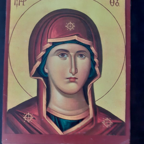 Wooden handmade religious icon new, decoupage technique