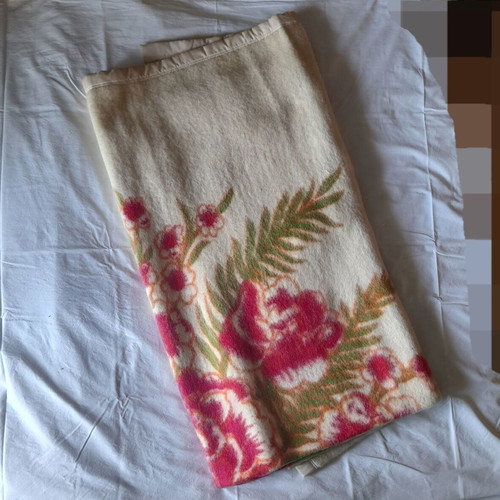Handmade wool blanket for double bed used, floral design