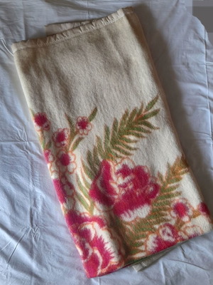 Handmade wool blanket for double bed used, floral design