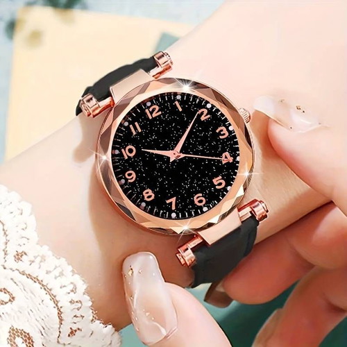 Watch and bracelet set new with leather strap and rhinestones