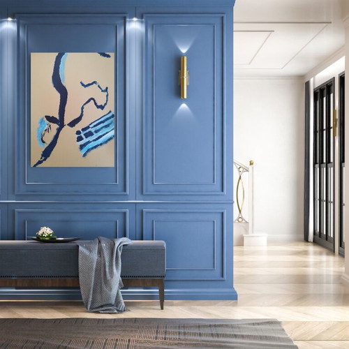 F for Freedom Abstract Blue Original Acrylic Painting 102x72 cm new