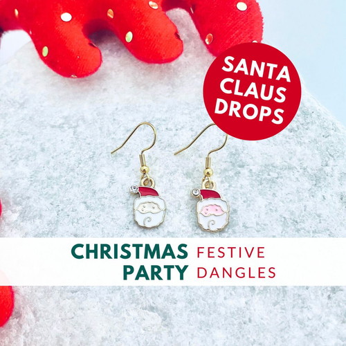 Santa Claus dangle earrings new, red and white