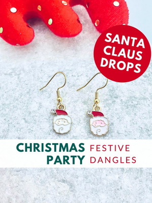 Santa Claus dangle earrings new, red and white