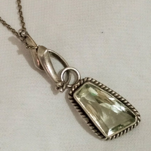 Necklace 925 silver with green amethyst used