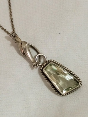 Necklace 925 silver with green amethyst used