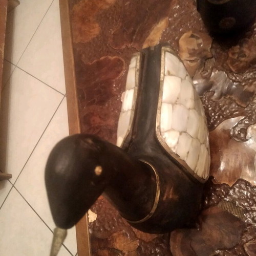 Decorative duck set of 5 with mother-of-pearl and bronze new