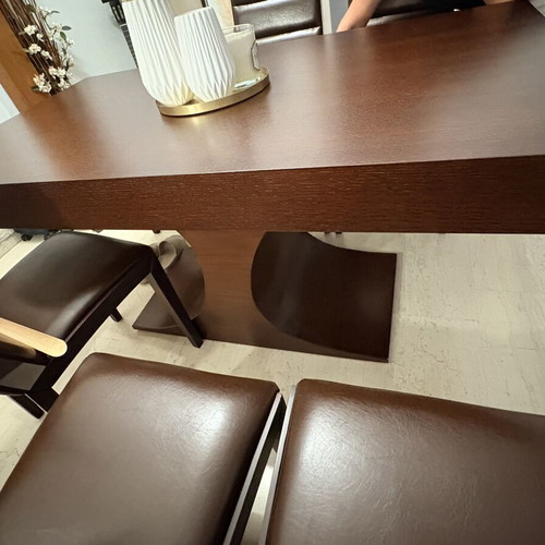 Wooden dining table with 6 chairs