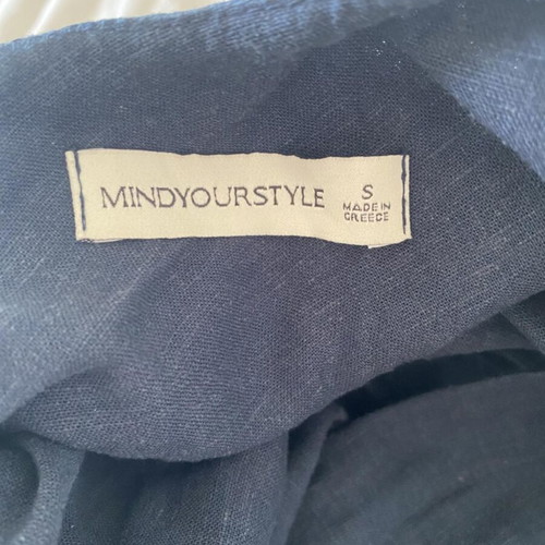Mind Your Style linen dress blue one shoulder, small, like new