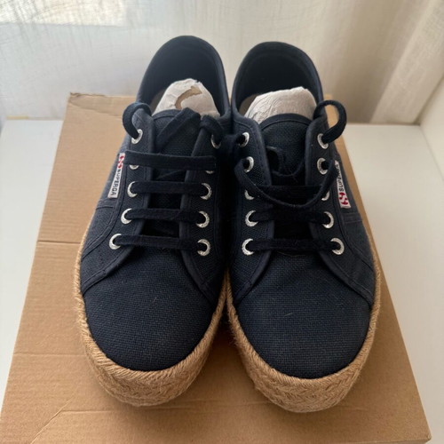 Superga sneakers used with straw, size 38, blue