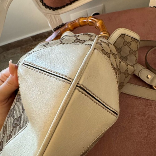 GucciGG Canvas Bamboo Peggy Hobo used Gucci bag