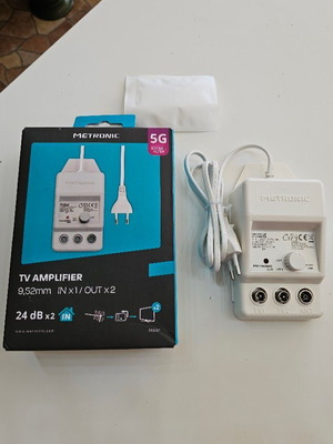 Metronic 332187 ενισχυτής TV κεραίας 24 dB, 2 εξόδους, FM/VHF/UHF, φίλτρο 4G/5G