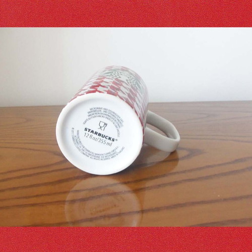 Starbucks Red & White Houndstooth Holiday Mug used, porcelain