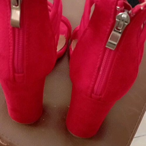 Red suede sandals size 37 like new, heel height 11cm