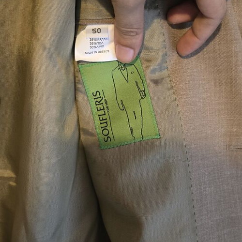 Soufleris men's jacket size 50 linen and wool like new beige taupe