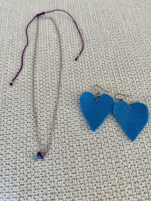 Handmade jewelry earrings and necklace like new, multicolor