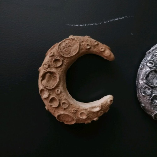 Handmade moon magnets new, painted plaster with acrylics