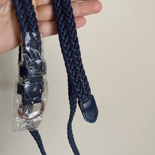 Braided Navy Stretch Belt new, adjustable fit, silver buckle