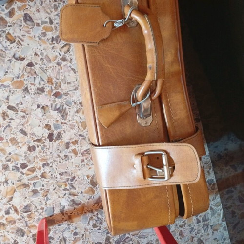 Vintage suitcase used, brown, 1960s