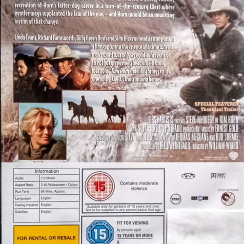 Tom Horn DVD σαν καινούργιο, γουέστερν δράσης με Στηβ Μακ Κουίν