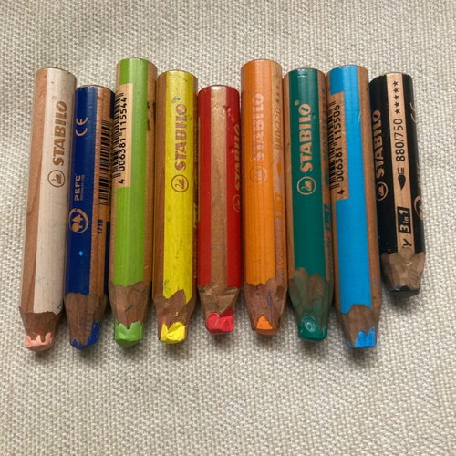 Stabilo Woody colored pencils used, set of 9