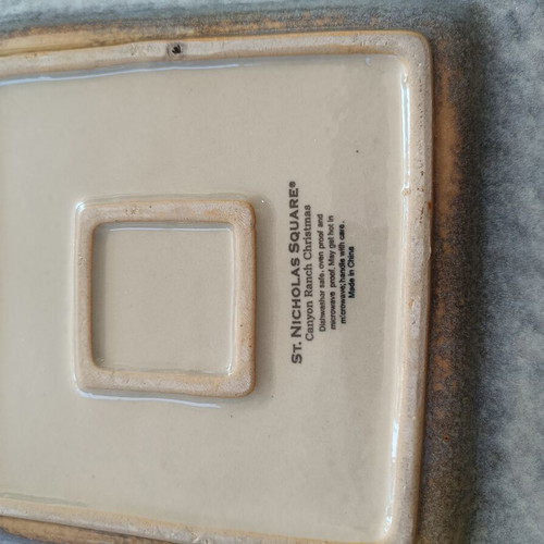 St. Nicholas Square Canyon Ranch Christmas ceramic square plate