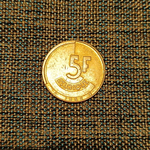 Belgium 5 Francs Coin used