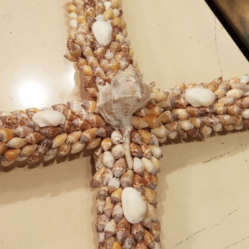 Handmade cross decorated with shells new