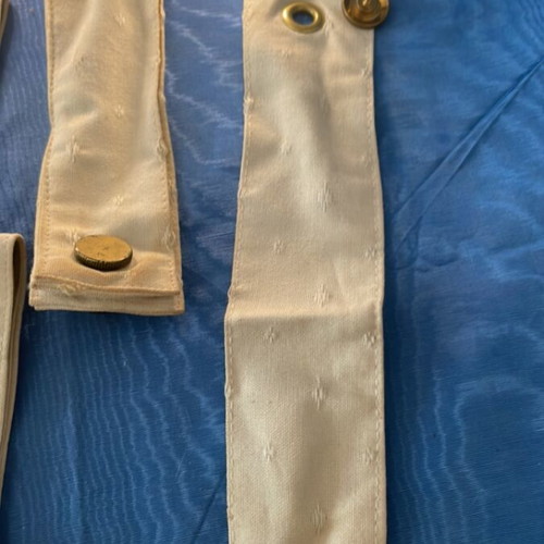 Beige fabric ties like new, set of 6 with metal fasteners