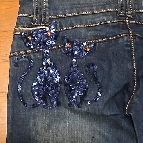 Kiss Miss skinny jeans new with strass embroidery, size 44 (XS)