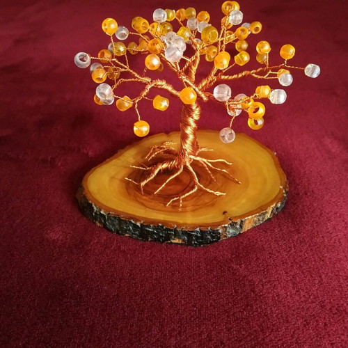 Tree used, wire and beads with base