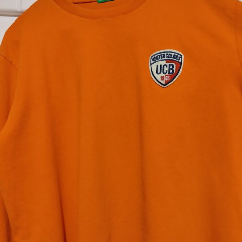 Benetton men's orange long sleeve shirt large used