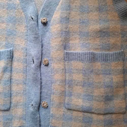 Zara sleeveless knitted vest blue checkered like new size medium